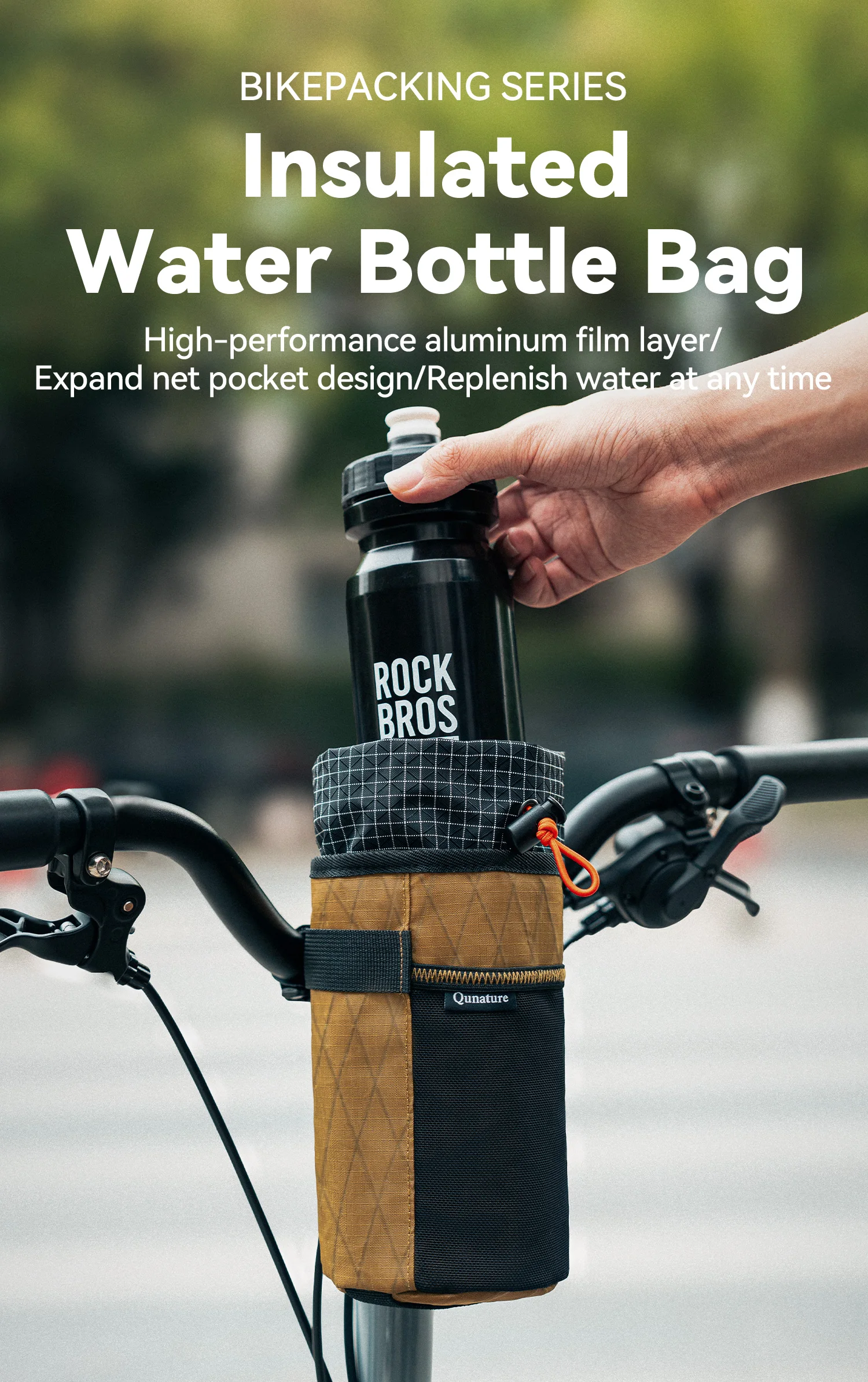 Qunature 2er-Set Fahrradlenker-Flaschentasche MTB/RB Vorderrahmentasche Isolierte Kühltasche Faltbare Fahrradlenkertasche Umhängetasche – Detail 1