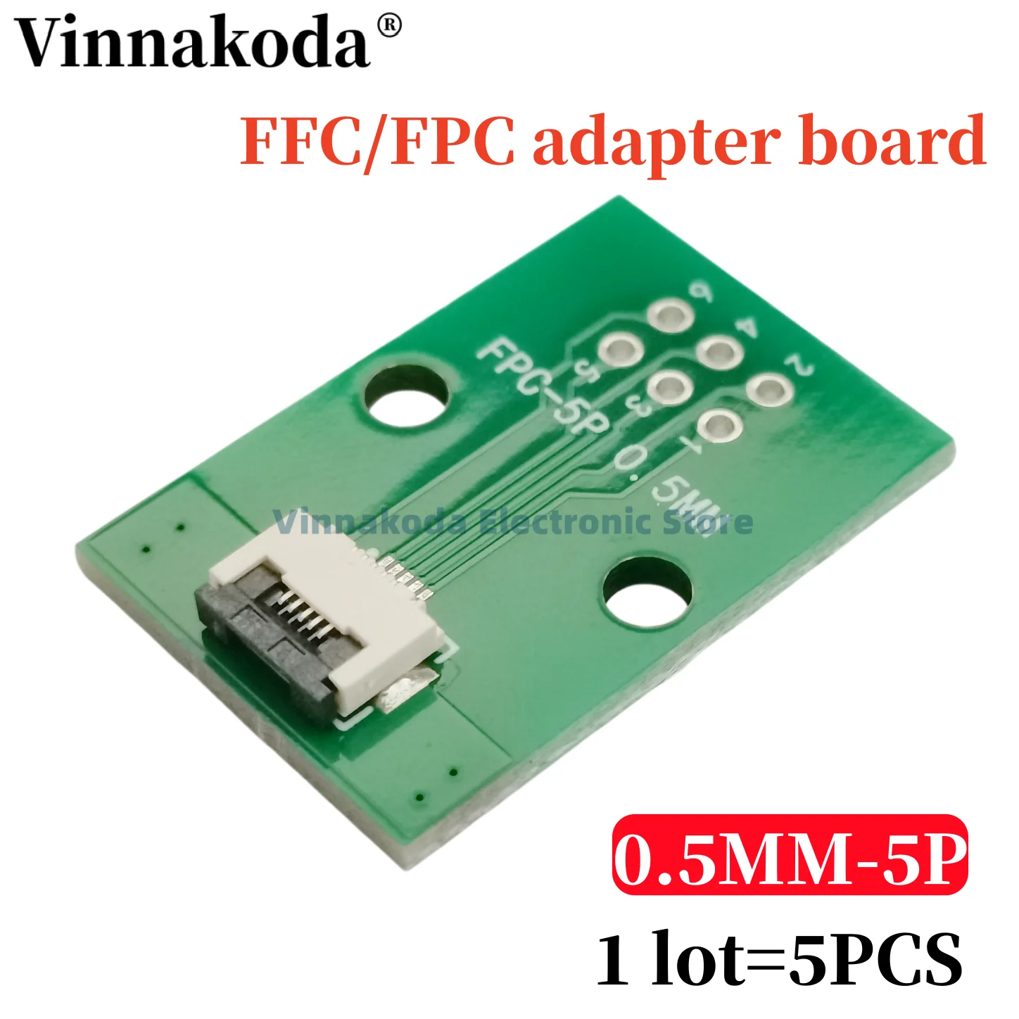 5PCS FFC/FPC Adapter Board 0.5MM-5P to 2.54MM Welded 0.5MM-5P Flip-top Connector