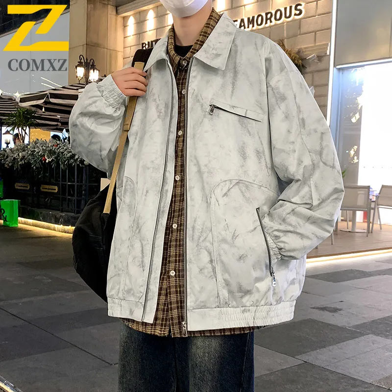

Новая камуфляжная куртка 2025 года, мужская осенняя мода, универсальное пальто с лацканами, уличная повседневная уличная одежда, легкая верхняя одежда в городском стиле
