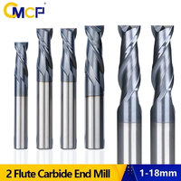 CMCP 2 Flute End Mill Carbide Milling Cutter 1-18mm HRC50 Metal Cutter CNC Router Bit Machine Milling Cutting Tools