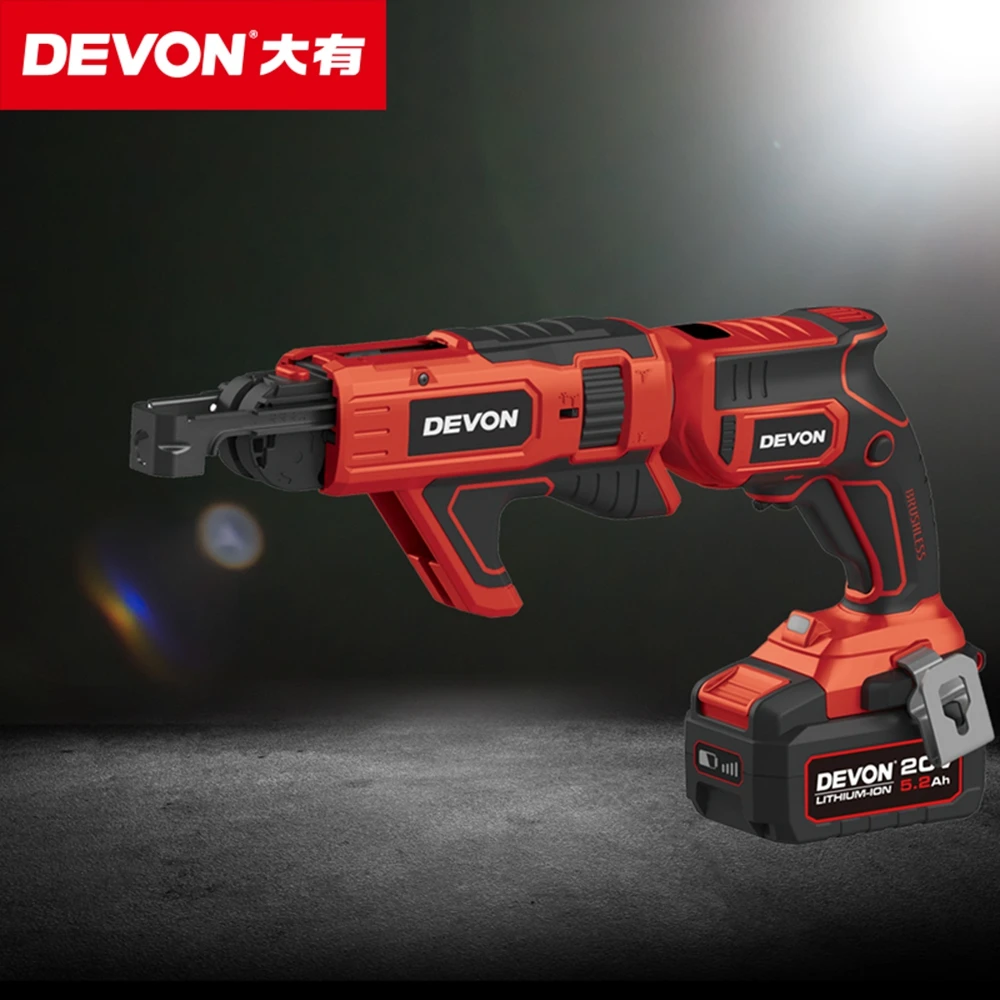 DEVON High Quality Service 20v Lithium-ion Brushless Collated Cordless Drywall Screwdriver