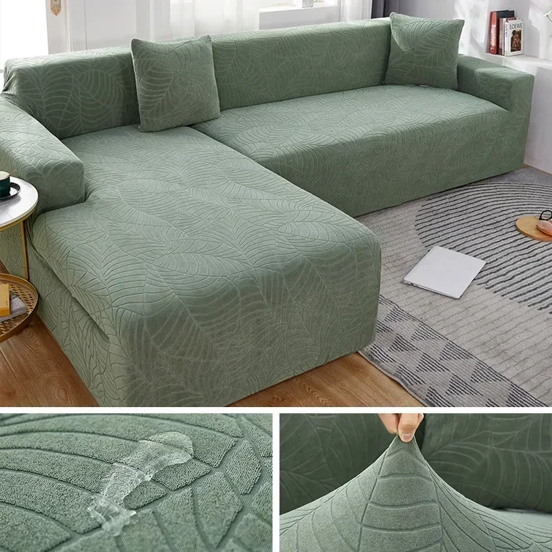 Waterdichte Dikker Bankhoezen 1/2/3/4 Zetels Jacquard Effen Couch Cover L-vormige Sofa Cover Protector bankhoezen
