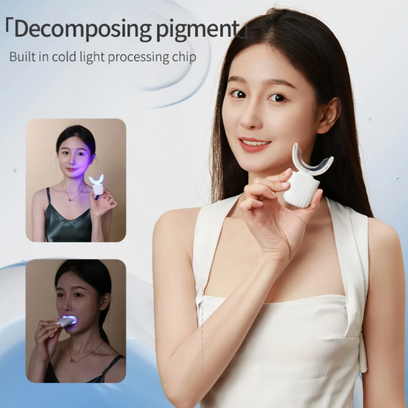 Teeth Whitening Instrument To Remove Yellow Dental And Stains Home Food-Grade Silicone Wireless Cold Light Bleaching Oral Care