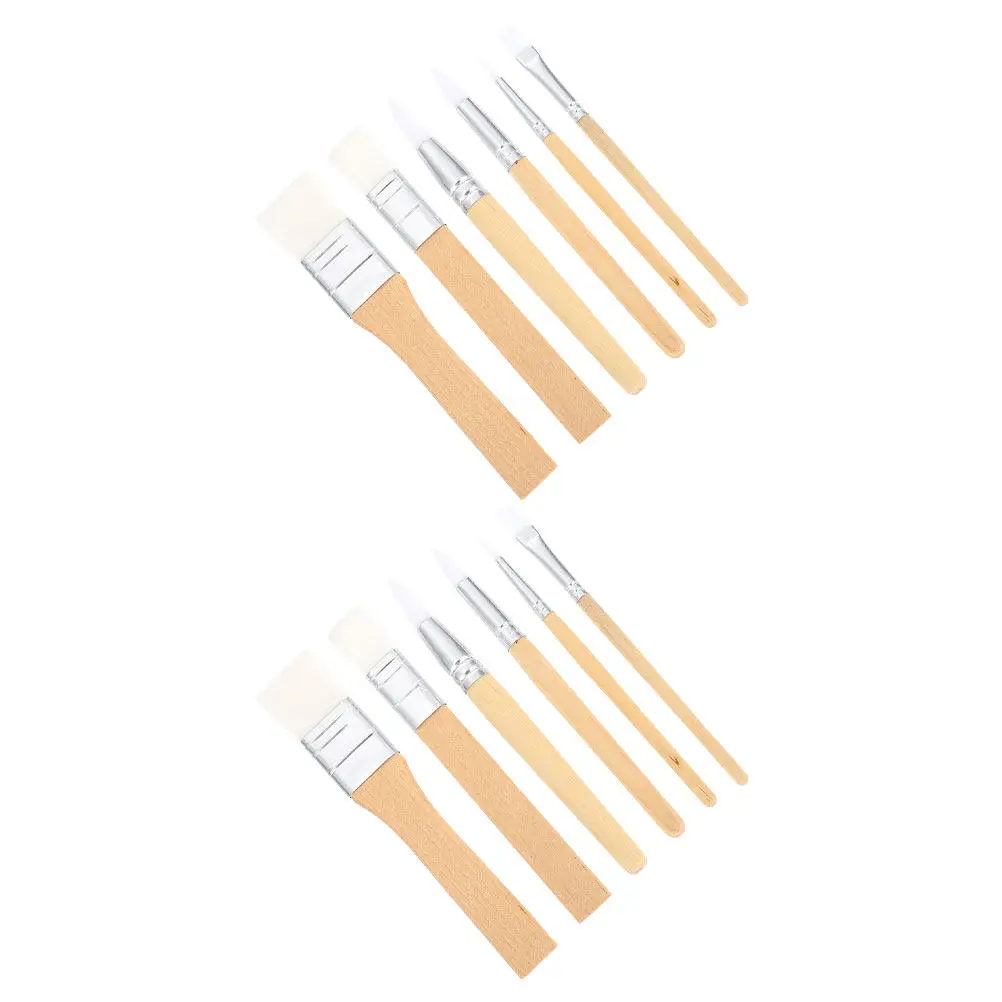 2Sets Artist Paint Brushes Watercolor Acrylic Oil Gouache Multi-Environment Use Studio Outdoor Classroom Durable Nylon Bristles