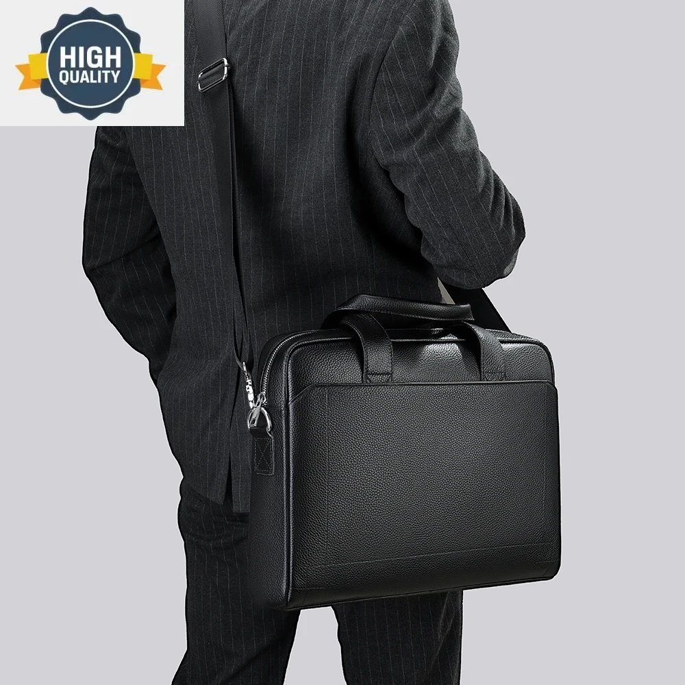 Men's Briefcase Executive Bag Man 14"Laptop s For Porte-Documents Business Leather Shoulder s Handbag 서류가방