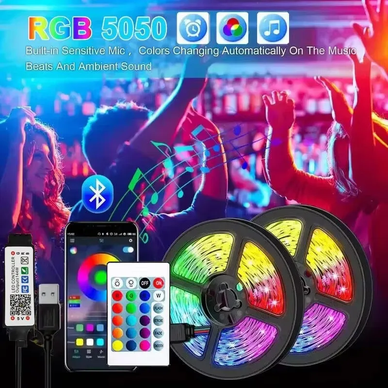 

Strip Led Rgb Lights 5V 5050 Usb Led Strip Bluetooth Tape 1M 10 Meters Led Room Light Flexible Ribbon For Gaming Room Decoration