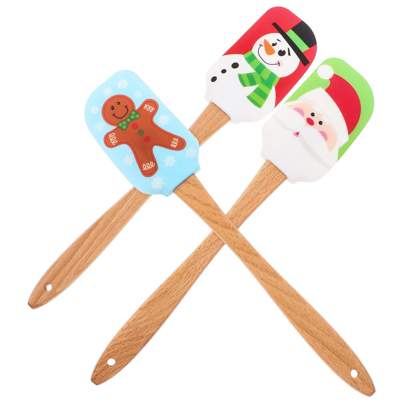 

3pcs Silicone Spatula Wood Handle Nonstick Material Baking Tools Cake Decorating Kitchen Utensils Christmas Gadgets