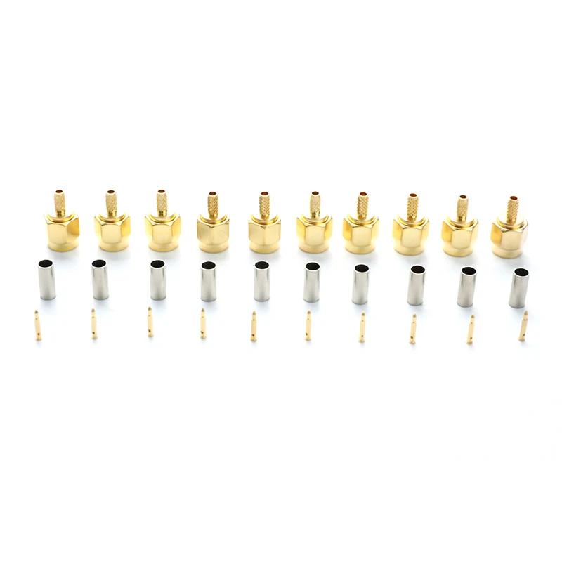 - 10Pcs SMA Male Plug Crimp For RG174 RG316 RG178 RG179 LMR100 Cable RF Connector -