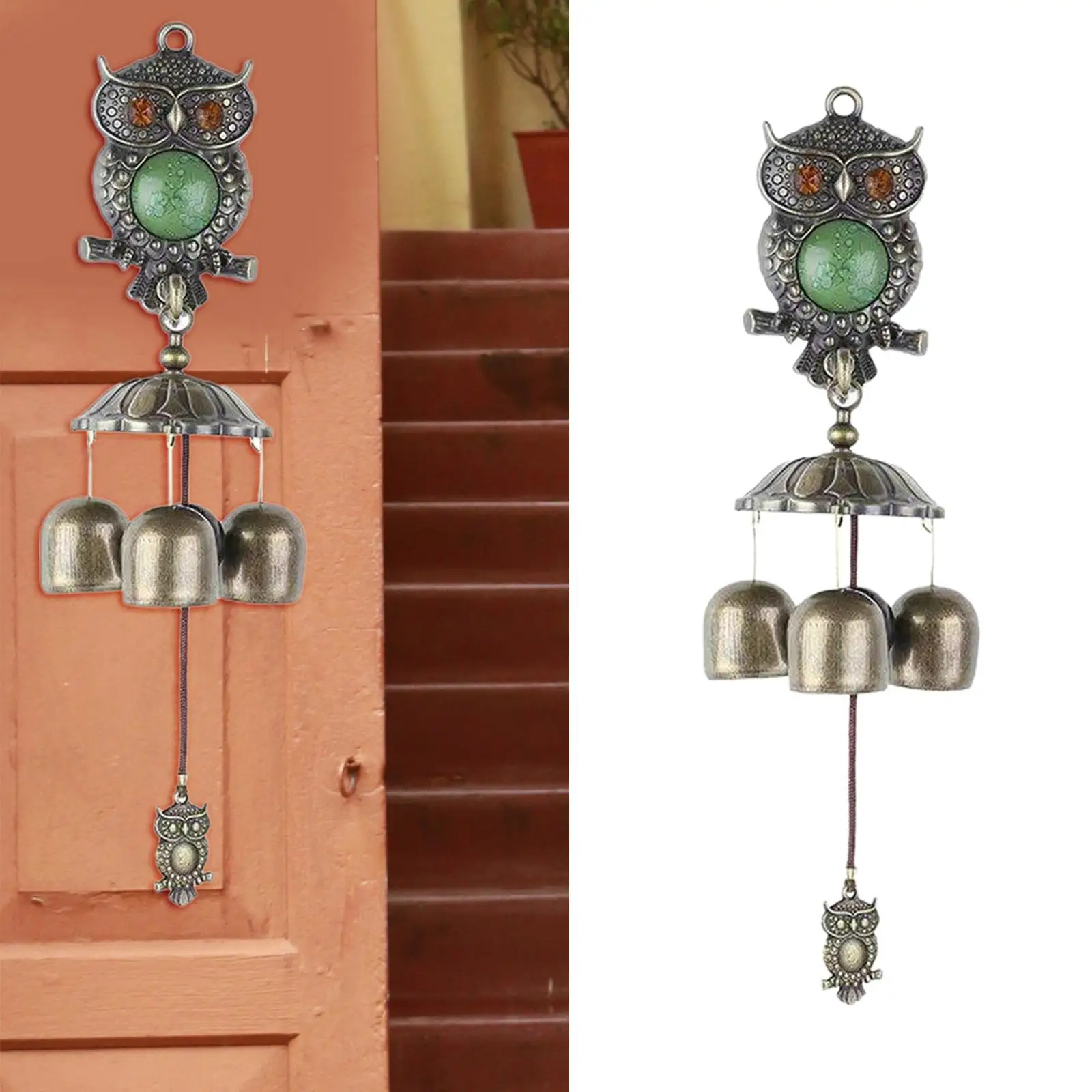 Rustic Owl Wind Chimes Soothing Melody Classic Crafts Vintage Style Brass Sympathy Retro for Outside Yard Balcony Backyard Porch