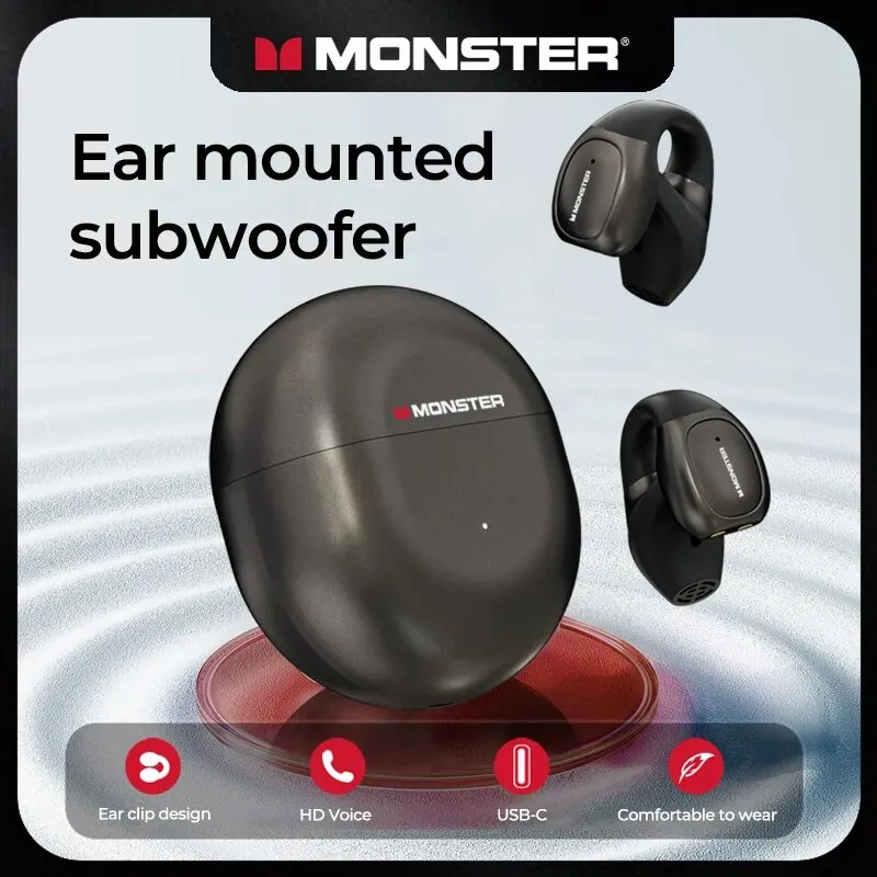 Monster Ear клип Беспроводные наушники с микрофонами, сенсорное управление, 3D HiFi стерео звук, дизайн для занятий спортом