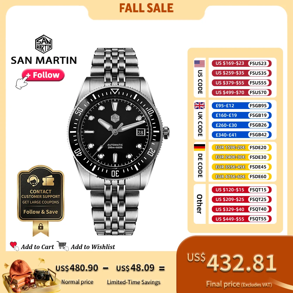 San Martin 37.5-40mm SN0148 Men Luxury Diver Watch Simple Dial Miyota 9015 Automatic Mechanical Watches Sapphire Waterproof 200m