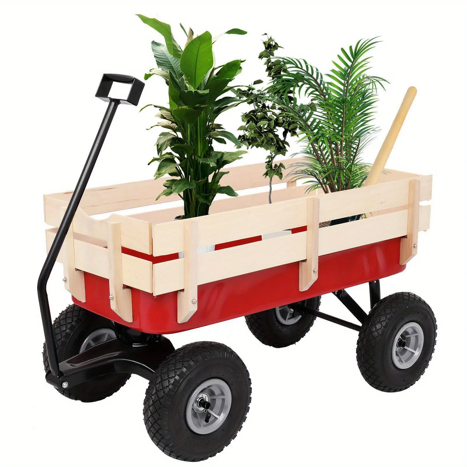

38 Inch Garden Carts Yard Dump Wagon Wheel Cart Lawn Cart Outdoor Heavy Duty