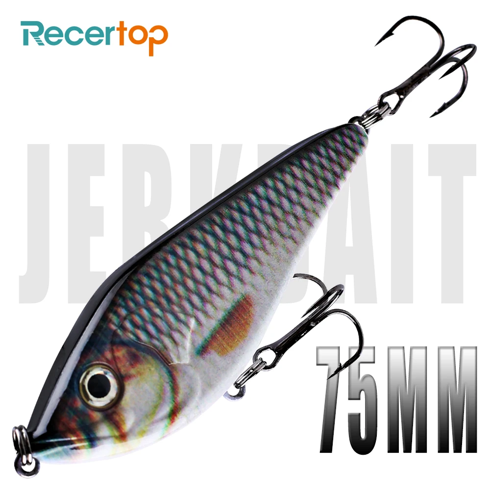 Recertop 75MM 13.5G Pike Musky Fishing Lures Rattle Lipless Crankbait Sinking Artificial Hard Baits Glider Jerkbait Wobbler