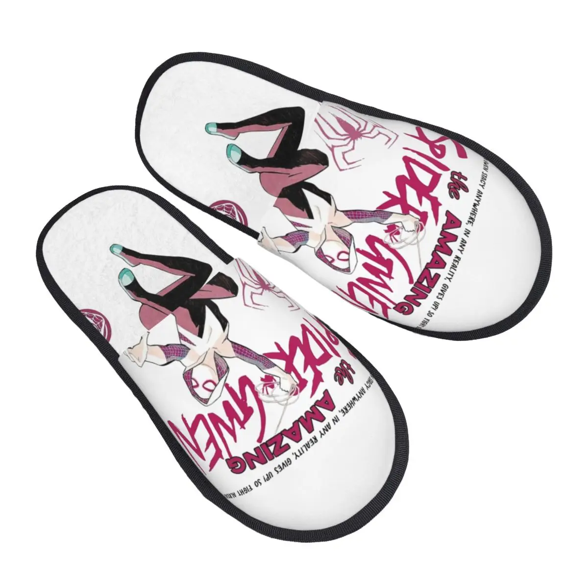 Spider Gwen Stacy The Amazing Furry Slippers Non-slip Soft Memory Foam Slides Living Room