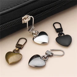 5PCS Sewing Zippers Puller Head Heart Shape Detachable Metal Zipper Slider Repair Kits for Bags Backpack Coat Zipper Pull Tab