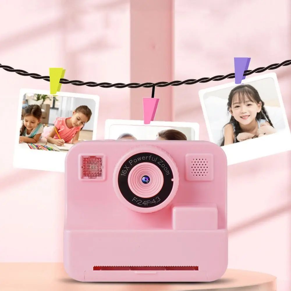 1080p HD Screen Kids Digital Camera Portable Color Pen Instant Print Camera Dual-Lens Selfie Thermal Photo Printing Toy