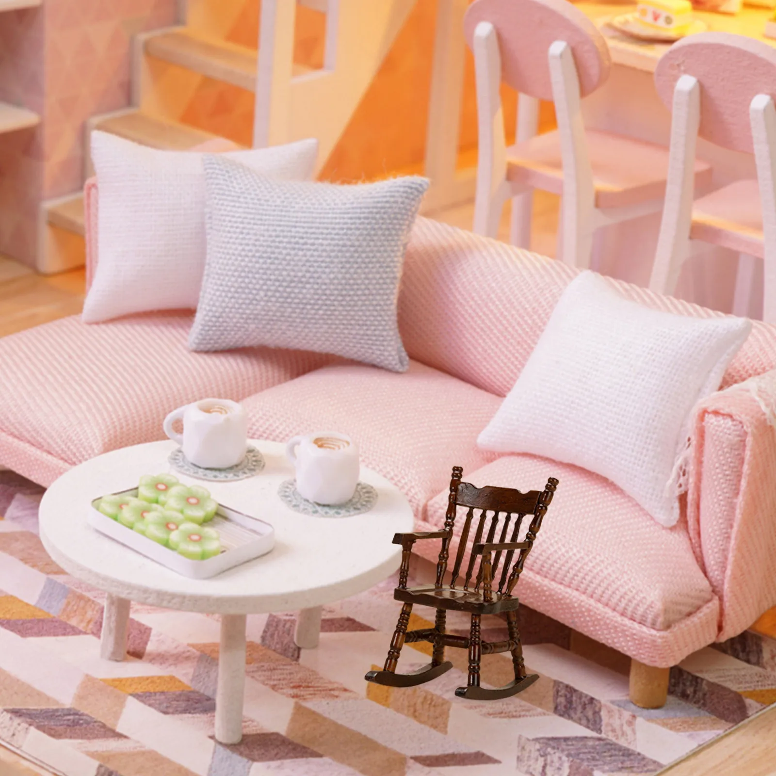 

Миниатюрное кресло-качалка для миниатюрной мебели, высококачественное декоративное миниатюрное кресло для украшения дома, реквизит для фотосъемки