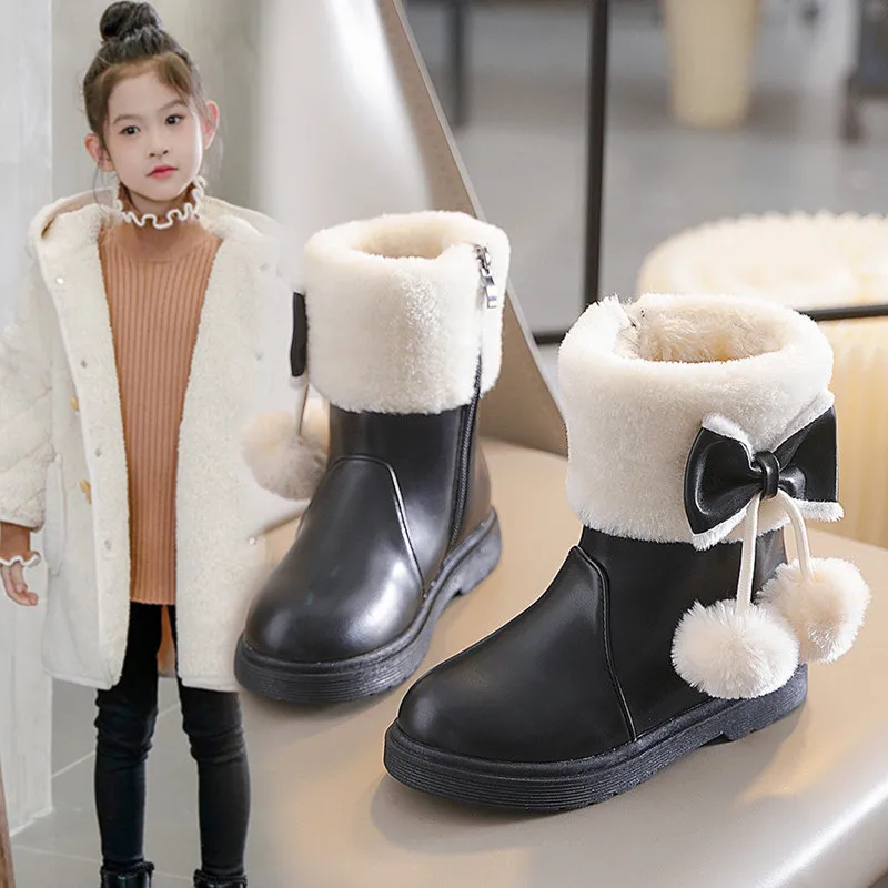 

Kids Princess Boots Side Zipper Girls Warm Boots Suede Comfortable 2025 Winter Children Casual Boots Korean Style Soft Bottom