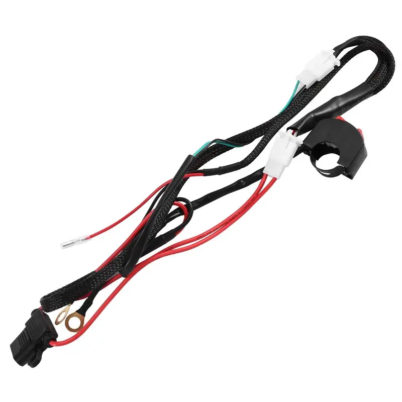 A85E-For Headlight Driving Fog Lights Auxiliary LED Light Bar Wiring Harness Motorcycle Handlebar Switch Harness 1 Lead