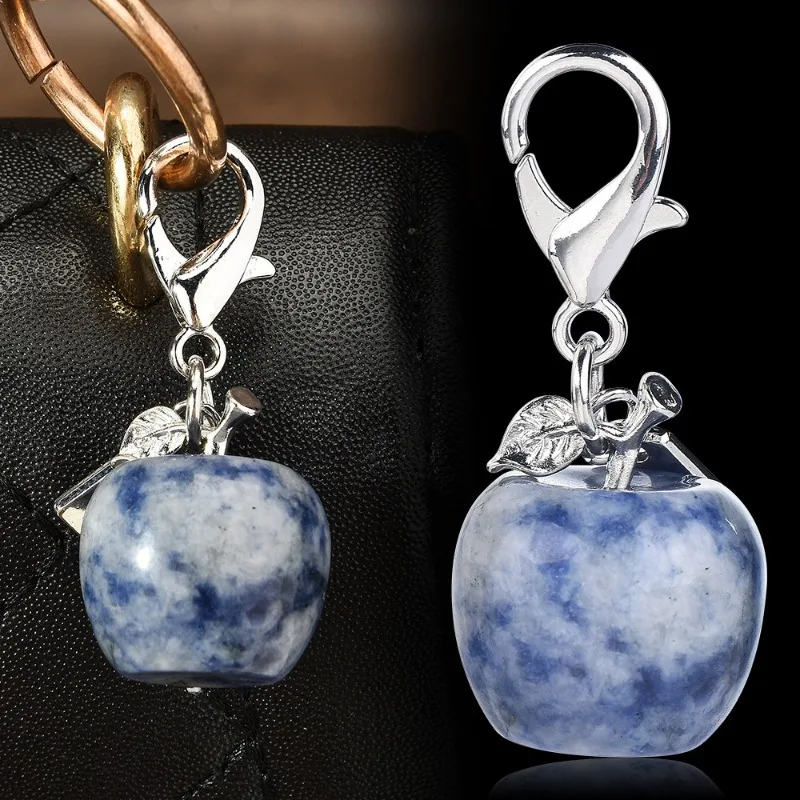 Nuovissimi ciondoli di mela a 12 colori in giada di cristallo naturale e ciondoli per borse, vigilia di Natale multicolore e regali di Natale