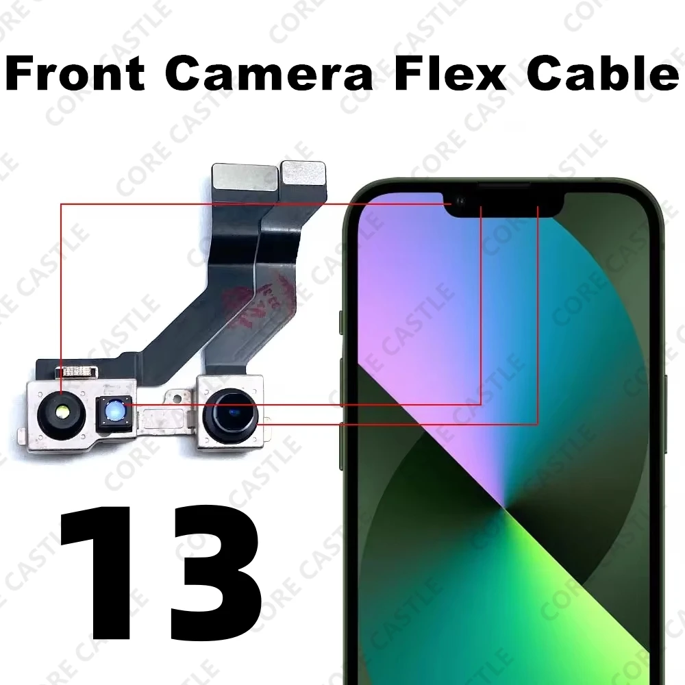 

Front Camera Flex Cable For iPhone 13 Facing Small Cam Main Lens With Proximity Light Touch Sensor video call Microphone