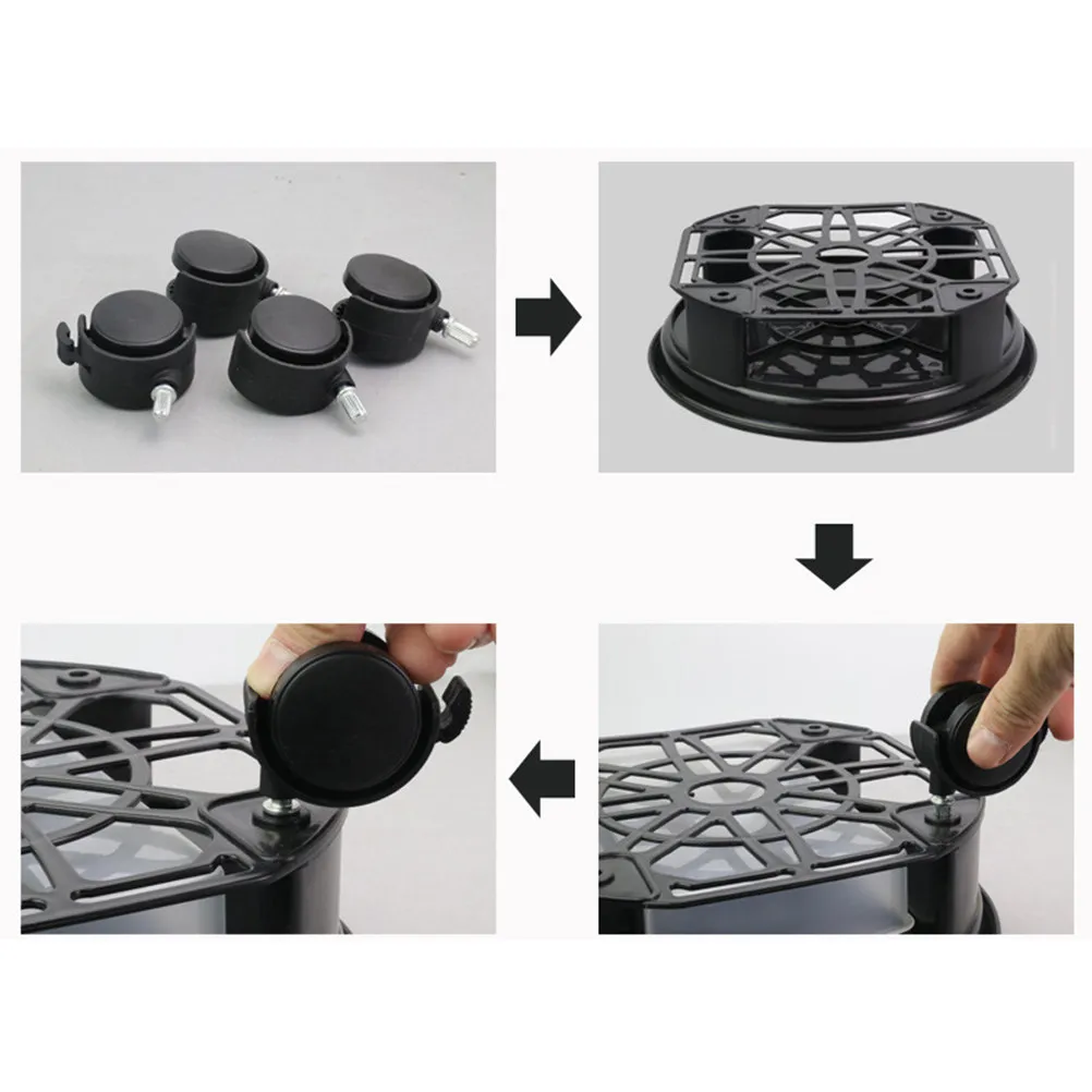 30Cm Round Flower Pot Tray Universal Bottom Wheel Base Removable Plant Pots Stand Rack with Storage Drawer Brake Design for Home