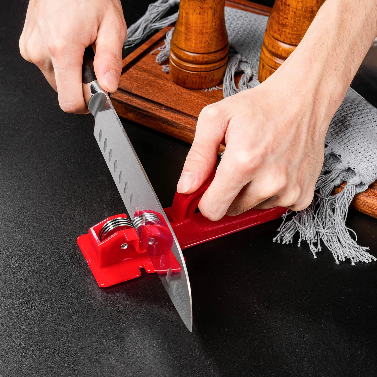 Stainless Steel Manual Knife Sharpener with Wide Stable Base for Fast Edge Restoration – No Power Needed – Compact Kitchen Tool