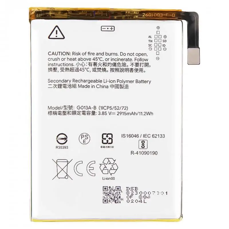 G013A-B Mobile Phone Replacement Battery 2915Mah for Google Pixel 3 Latest Production High Quality Lithium Polymer Battery