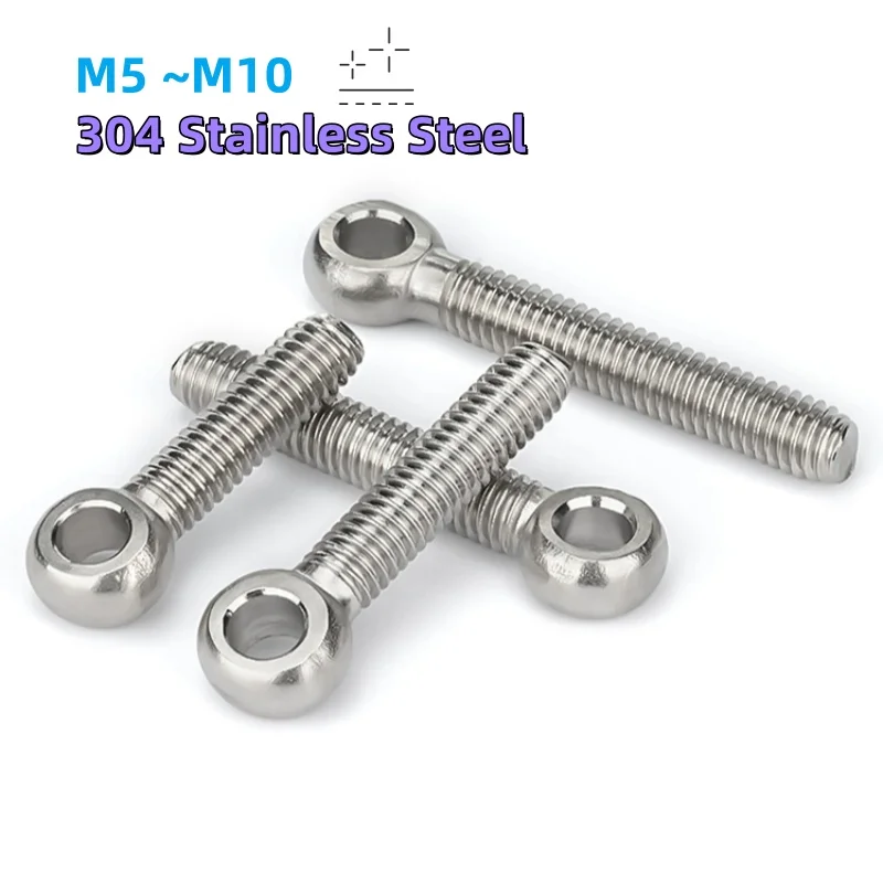 304 Stainless Steel Stainless Steel Ring Link Bolt Fisheye Eye Slip Hole Screw M5 M6 M8 M10  Fisheye With Hole Screw Bolt