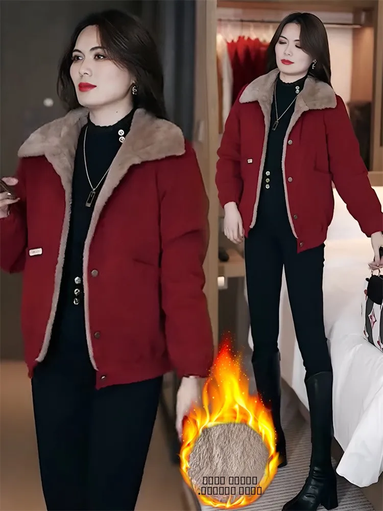 Thiened Fce Dames Katoenen Jaet Warme Bovenkleding Retro Faionable Winter Nieuwe Sle voor Moeders van middelbare leeftijd Koreaanse Sle