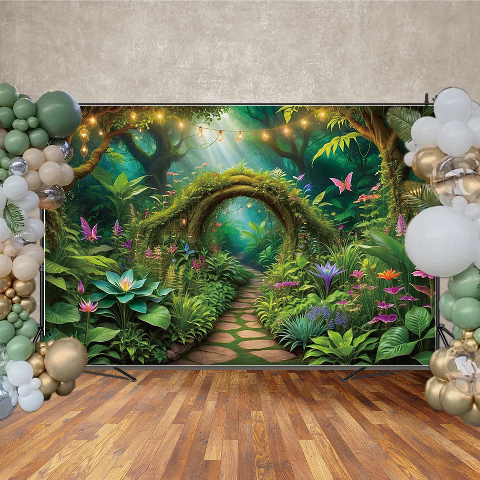 MOON.QG 꽃 요정 배경 공주 성 케이크 스매쉬 아기 소녀 1 생일 사진 배경 꽃 생일 배경