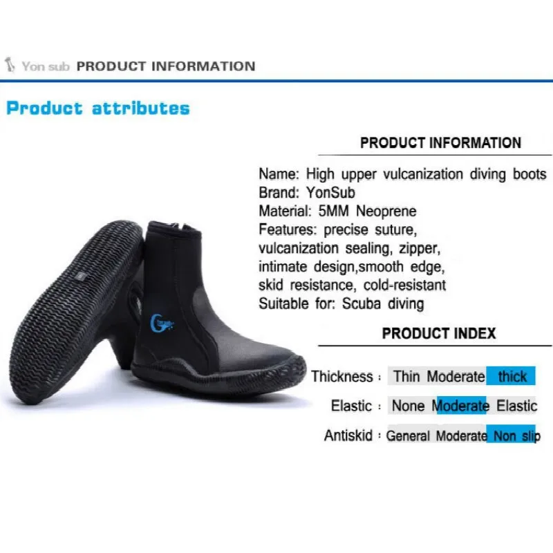 5MM Neoprene Scuba diving diving boots, river tracing shoes, vulcanized winter cold proof high top warm boots