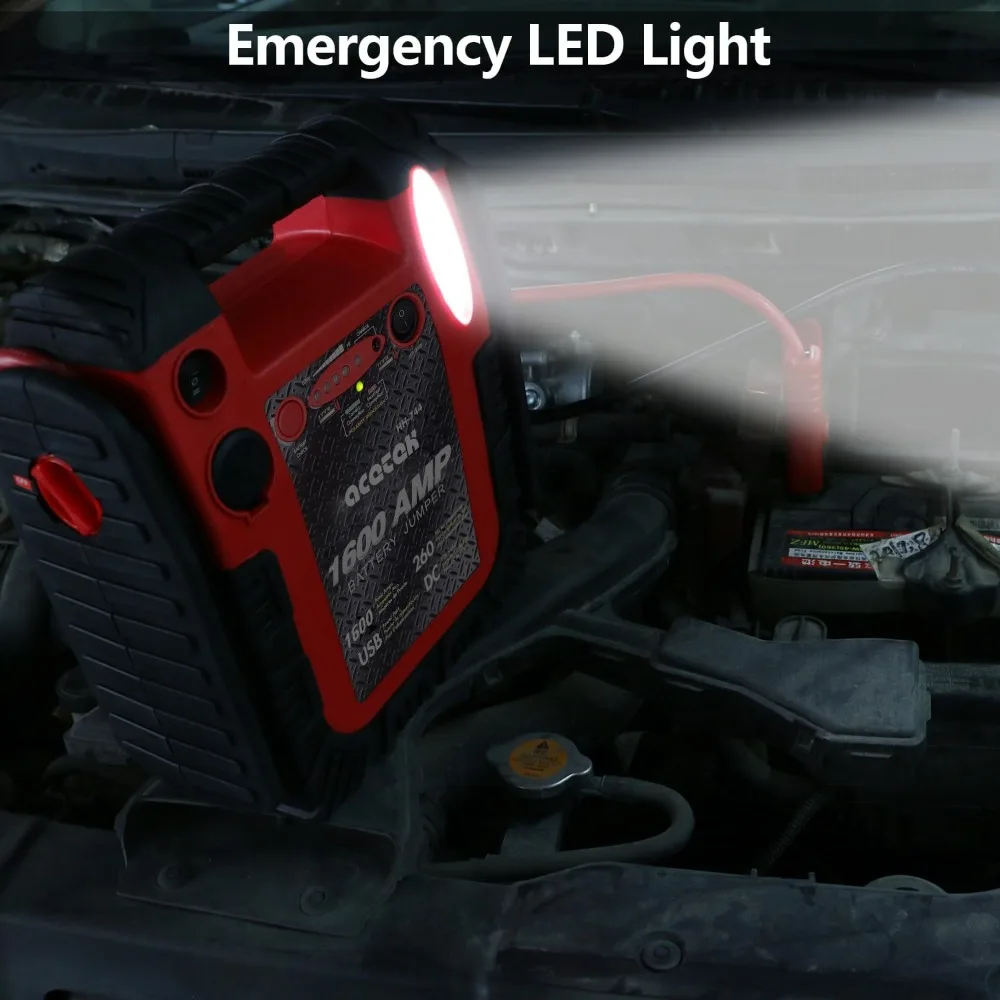 1800 Amp Jump Starter with Air Compressor, acetek Car Battery Jump Starter 260 PSI Tire Inflator, 20000mAh 12V Auto Lead-Acid Ba