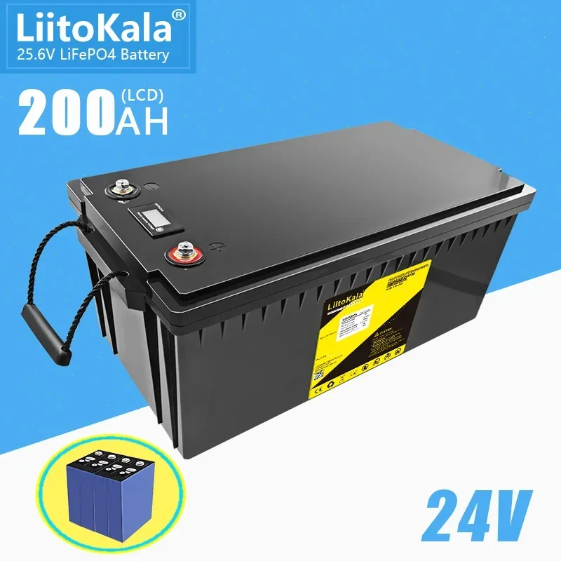 LiitoKala 24V 120Ah 150Ah 100Ah 200Ah Lifepo4 batteria per 8S 25.6V 60Ah 80Ah camper Golf Cart Off-Road Off-grid Solar Wind