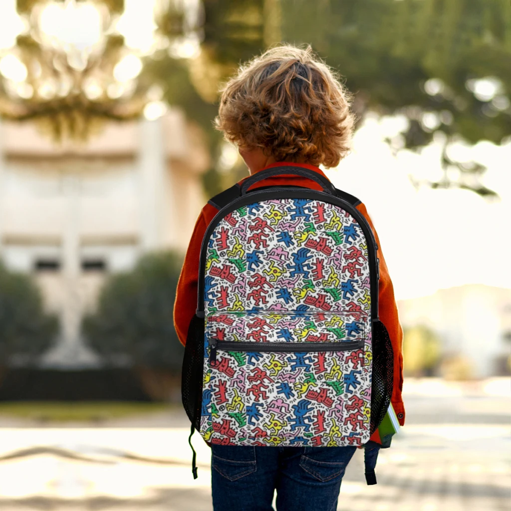 Haring-mochila versátil com grande capacidade, à prova d'água, lavável, para computador, pop art, unisexo