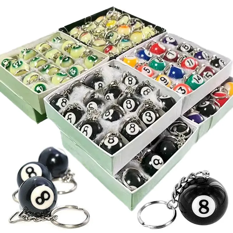 8 Ball Keychain Creative Lucky Black Round Ball Charm Key Ring Gift and Magic Jewelry Accessories for Billiards Love Players