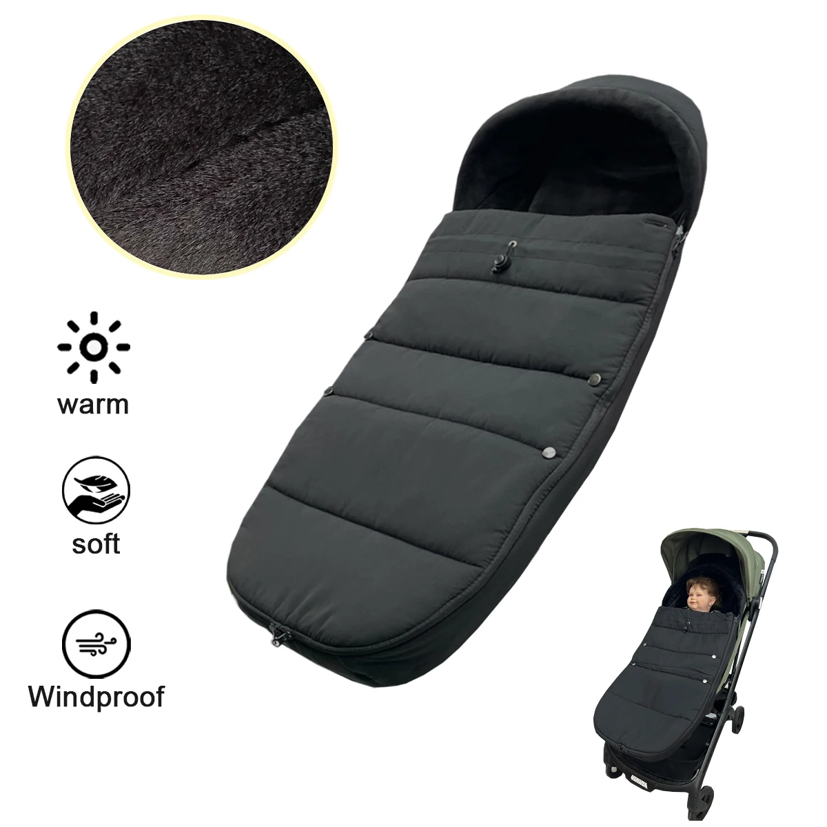 Colu Kid Universal Stroller Accessory Footmuff Fit Most Strollers,Special For Babyzen YOYO,Cybex,Bugaboo Series Pushchairs
