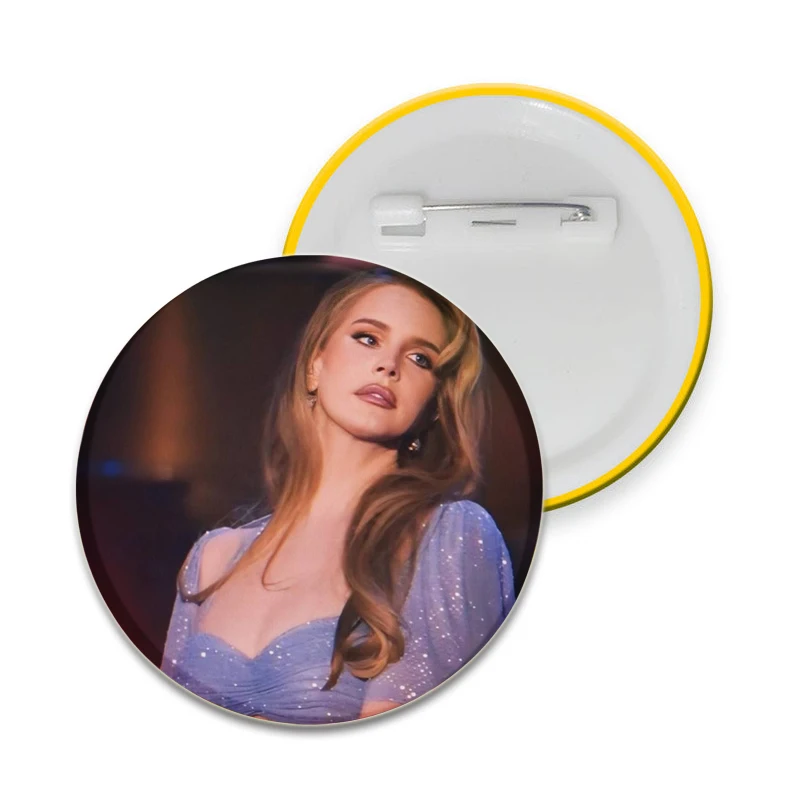 58mm Singer Lana Del Rey Round Icon Brooch Tinplate Lapel Pins for Clothing Accessories Jewelry Cartoon Badges Collect Fans Gift