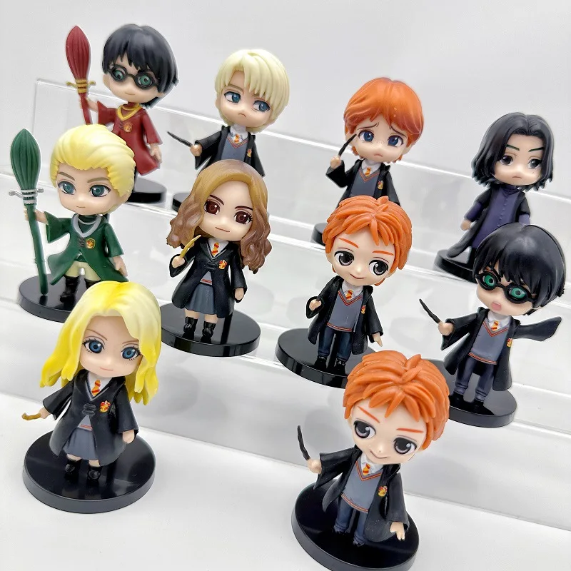 10Pcs/Set Harry Potters Figures Anime Q Version PVC Doll Toys Movies Car Cake Decoration Birthday Christmas Gift