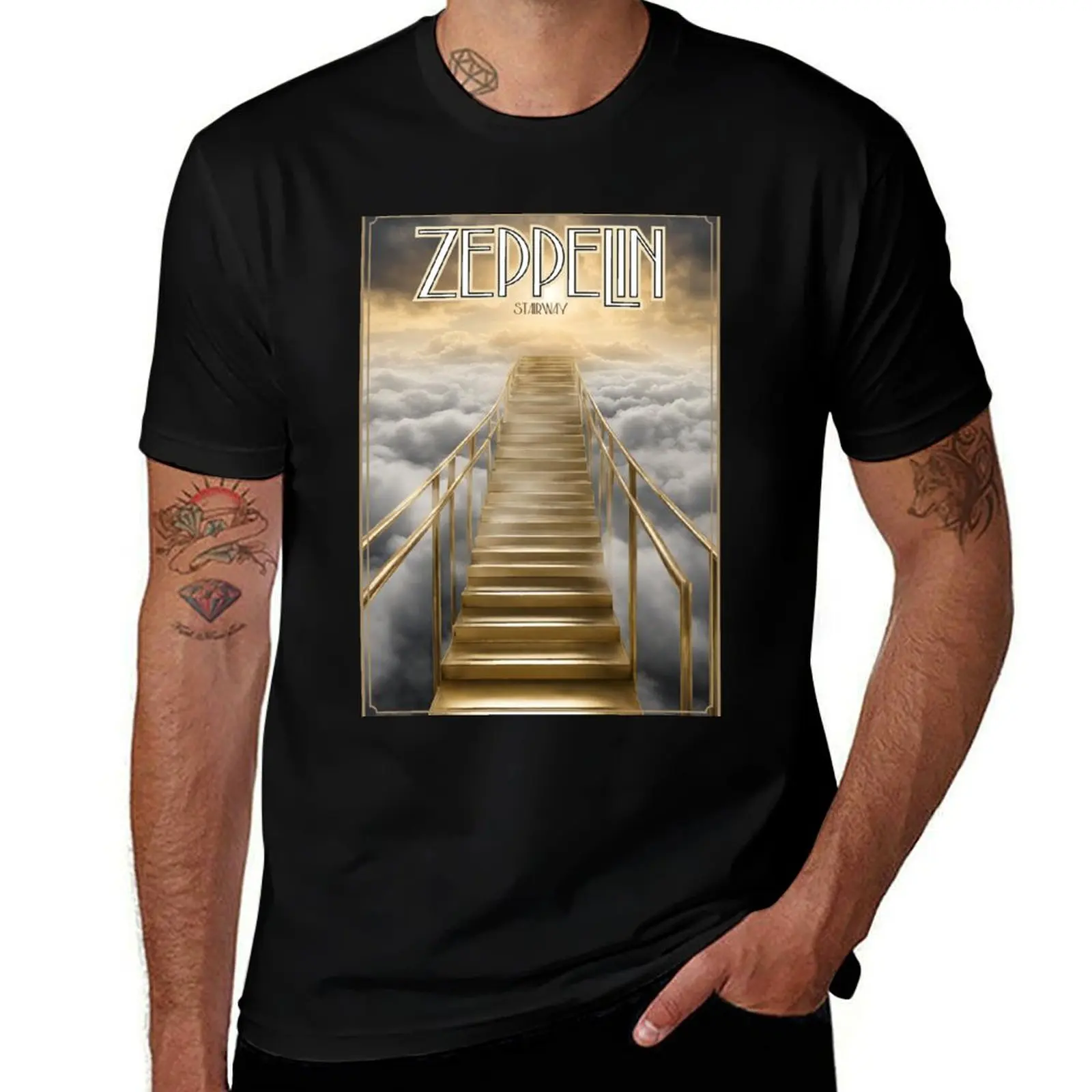 Golden Stairway to Heaven T-Shirt Work Duty Casual T-Shirt
