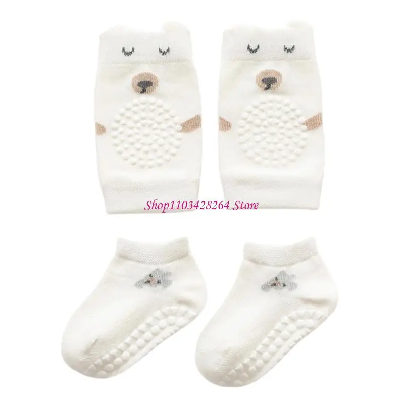  Baby Knee Pads And Crawling Socks Set For Infants 0-4Years Old AntiSlip Floor Socks For Indoor Toddler Crawling Learning