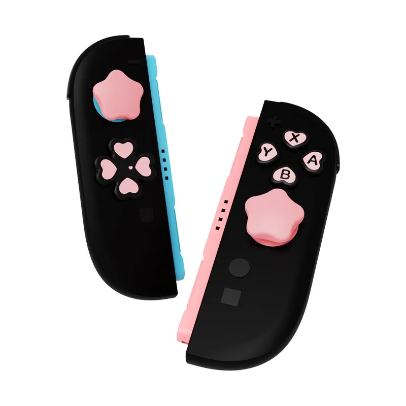 Cute Silicone Soft D-Pad Button Cap Set For Nintendo Switch 2 Joy-con Thumb Sticks Grip Cover w/ ABXY Buttons Stickers