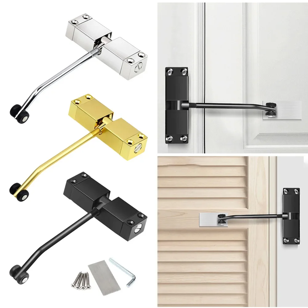 Stainless Steel Automatic Spring Door Closer Door Closing Device Buffer Silent Adjustable Door Closing Device Furniture Hardware