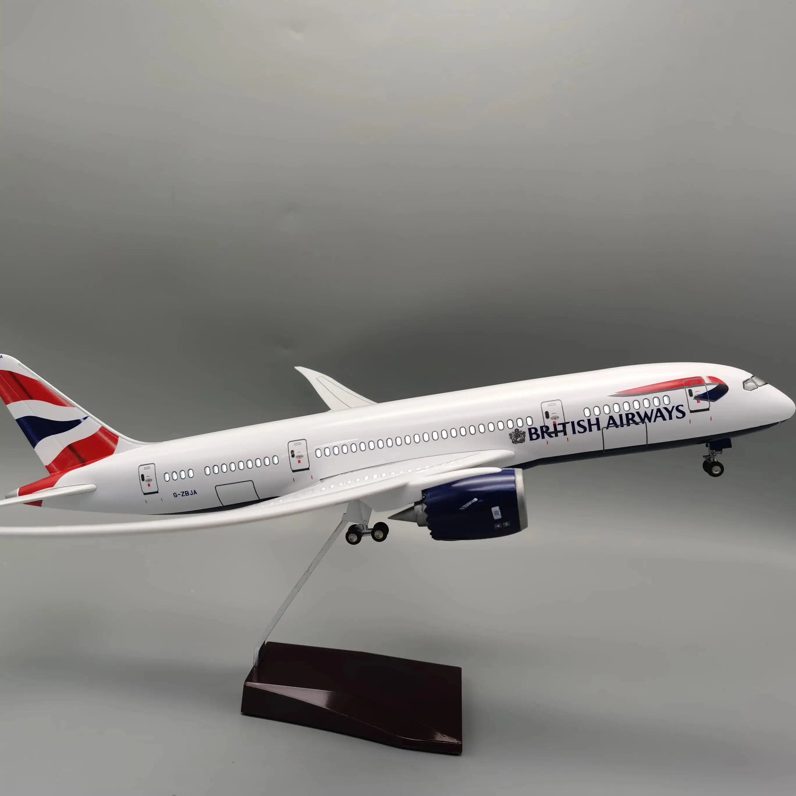 47cm aircraft model B787 British Airways Airbus 787 aircraft model kit decorated with LED lights (touch or sound control) for De