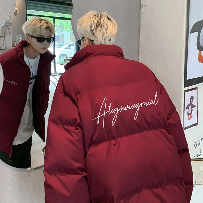 

Новое зимнее модное мужское хлопковое пальто с воротником-стойкой, теплое повседневное свободное хлопковое пальто с хлебом, молодежное повседневное хлопковое пальто