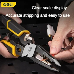 Deli 9 in 1 Electrician Pliers Multifunctional Needle Nose Pliers for Wire Stripping Cable Cutters Terminal Crimping Hand Tools