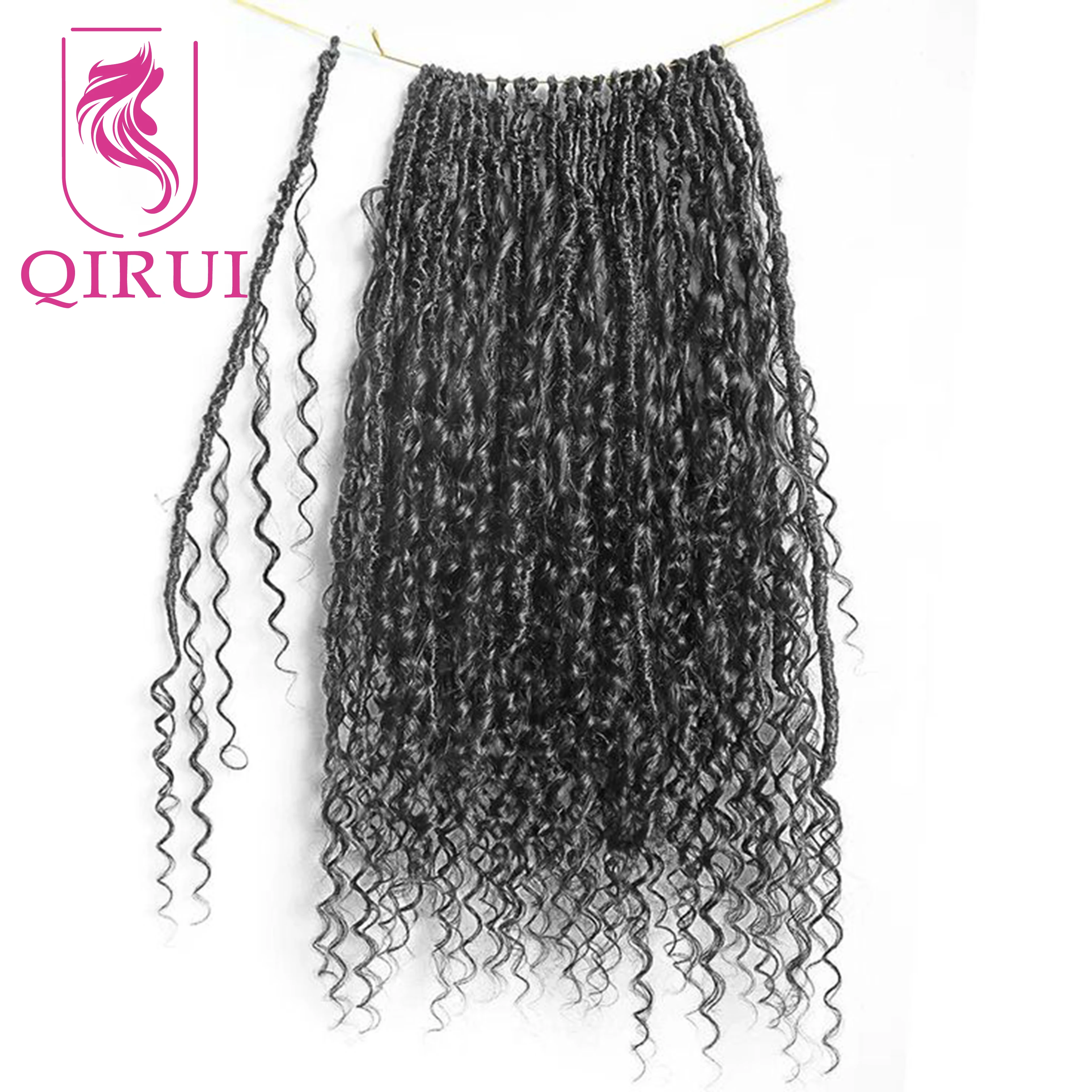 Knotless Crochet Boho Goddess Locs With Human Hair Curls Curly Ends Pre Looped Faux Crochet Soft Locs Box Braids For Black Women