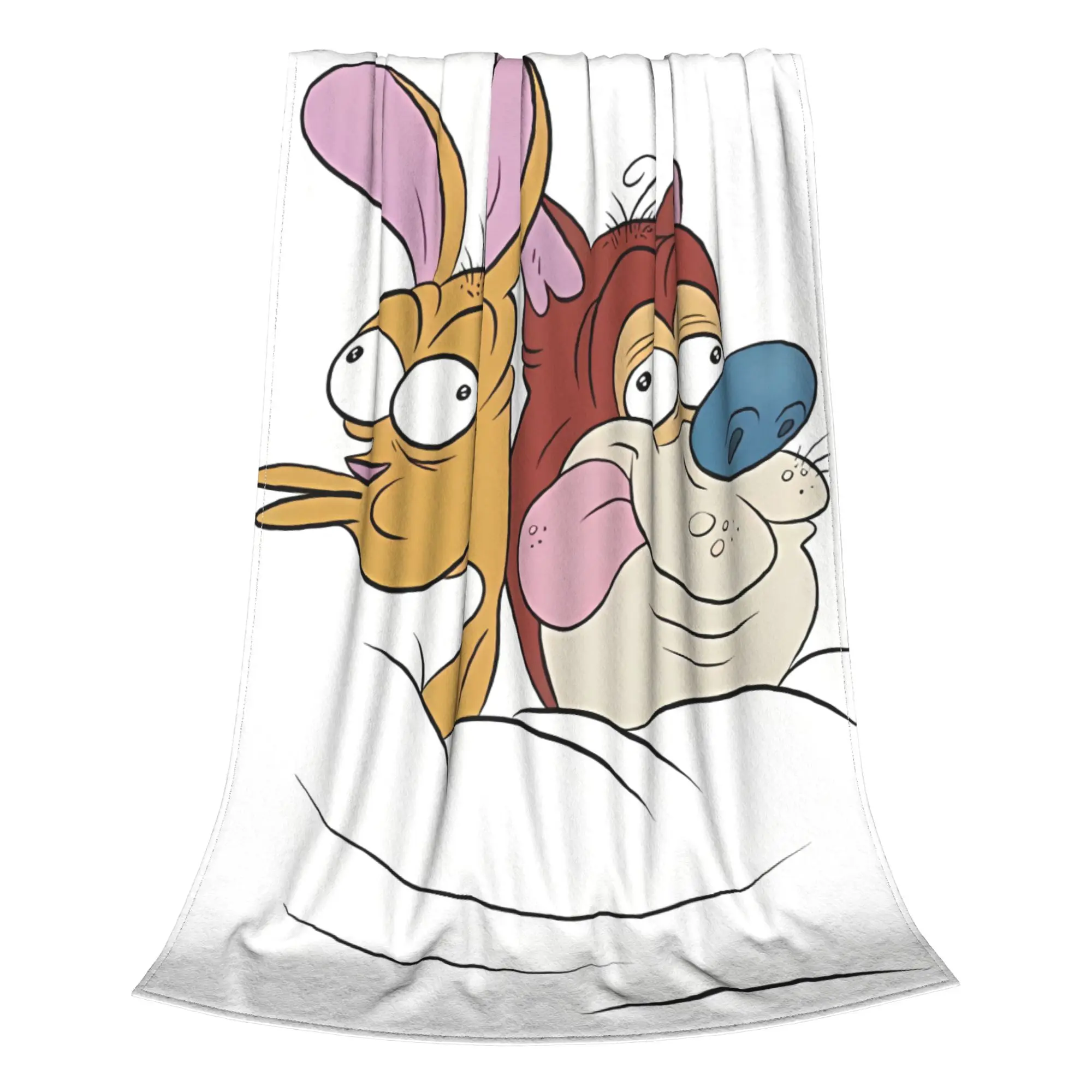 1PC Home Cute Room Decor Cartoon Blanket Throw Blanket Ren & Stimpy Novelty Warm Blanket All Season