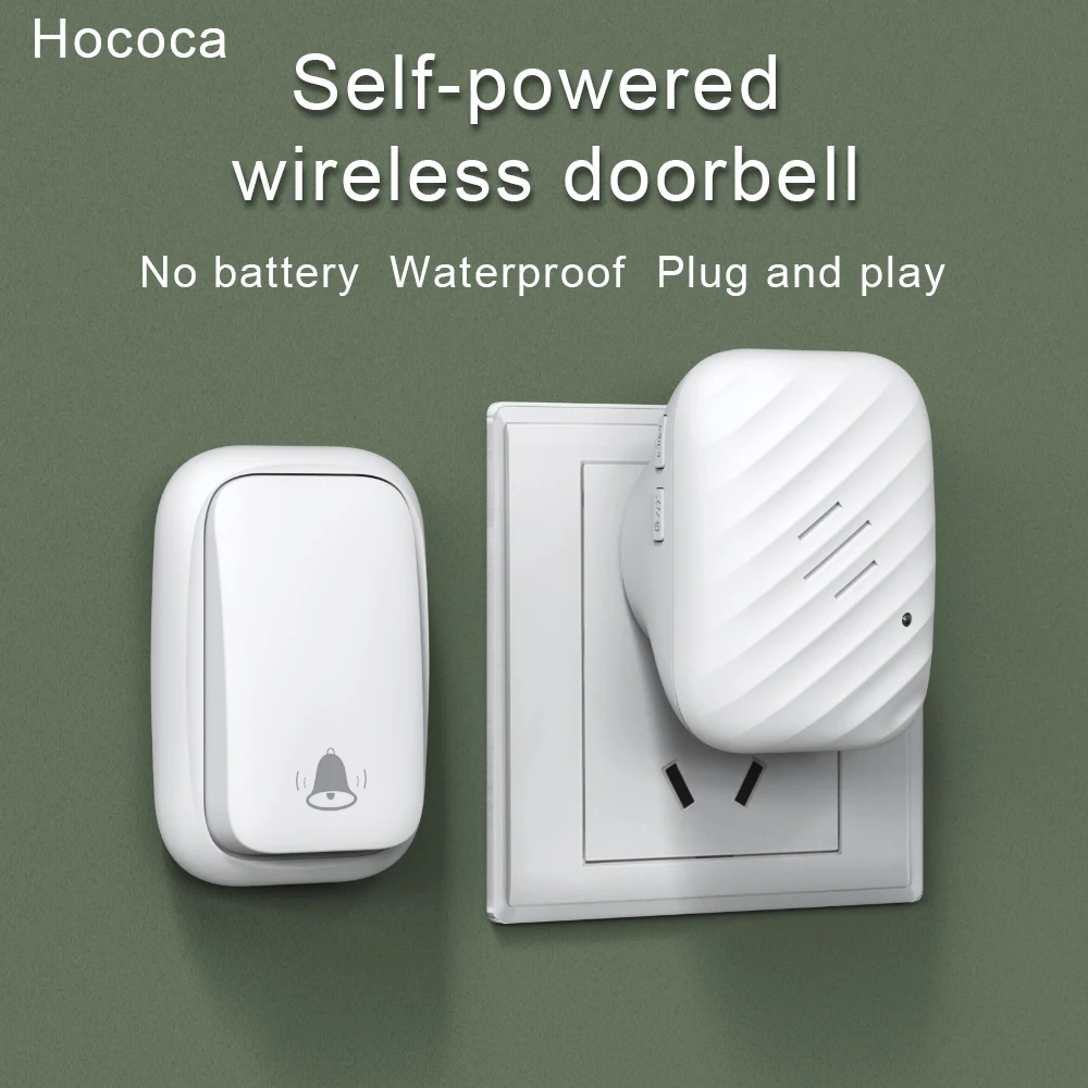 New Long-Range Self Powered Wireless Door Bell No Battery Waterproof 60 Ringtones Kinetic Doorbell EU US UK Plugs Optional