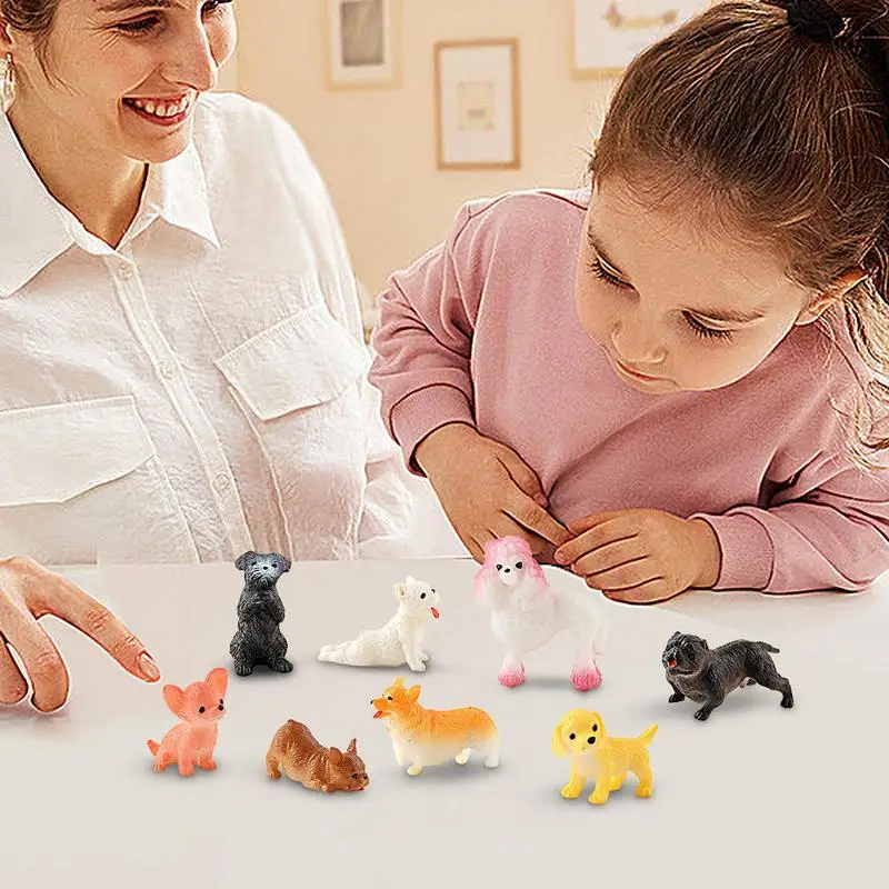 Small Dog Figurines 8 Pieces Dog Figures Realistic Toy Dog Action Figurines Dogs Animals Toy Dog Statue Educational Toy For